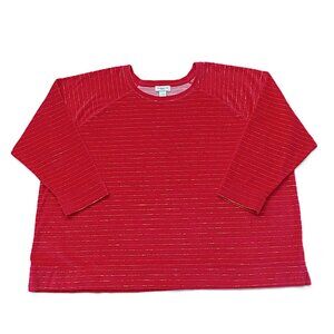 LIZ CLAIBORNE Women’s Glitter Pinstripes Velour Sweatshirt. Plus Size 5X